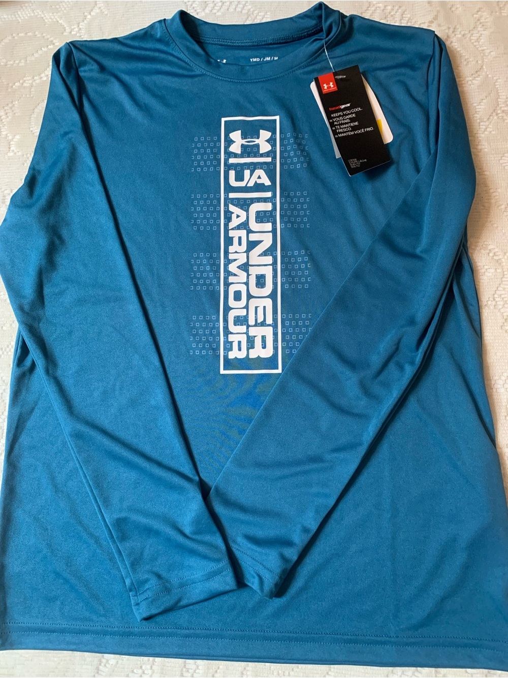 Under Armour HeatGear Youth Medium Teal Blue Loose Pullover Shirt Gym Sports NWT